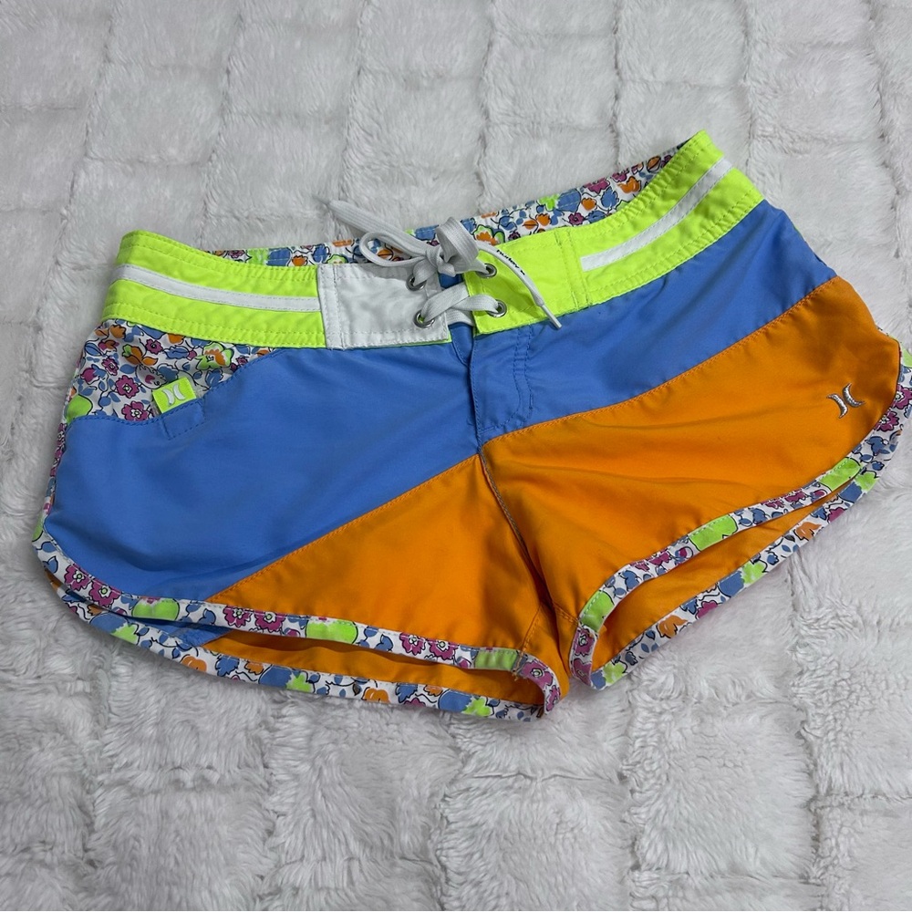 Hurley‎ Women’s Neon Board Shorts with Adjustable  Waist String Size 0